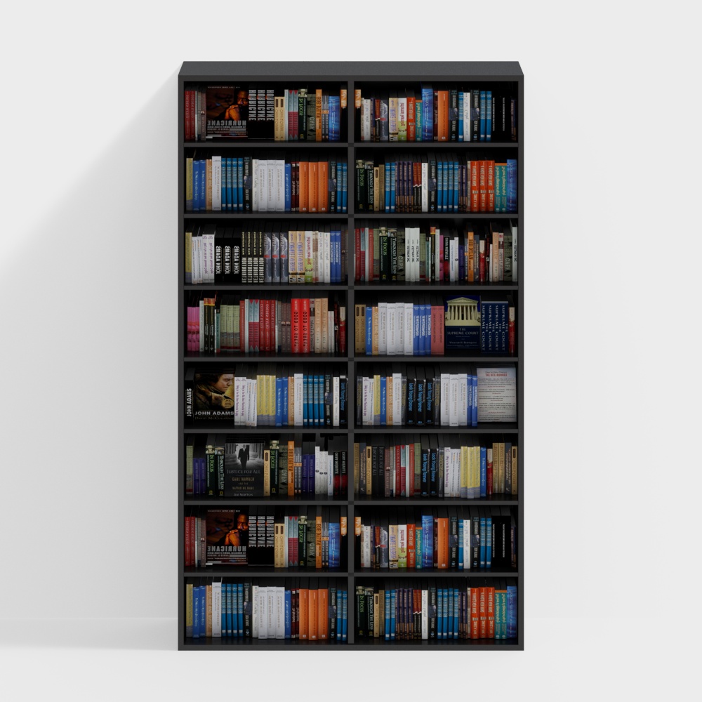 Black painted bookshelf in bookstore