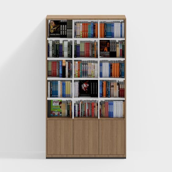 Elegant Low-Poly Bookshelf 3D model