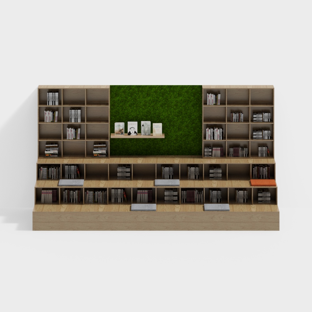 Bookshelf with stair cabinet