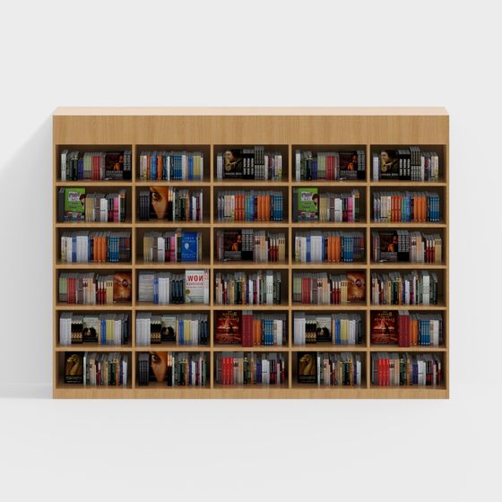 Modern High-Detail Bookshelf 3D model