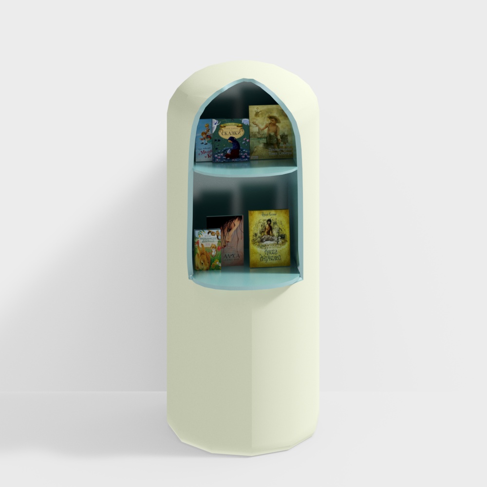 cartoon cylindrical bookshelf