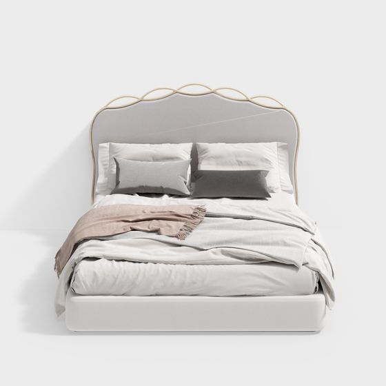 Elegant Low-Poly Bed 3D model for Modern Interiors