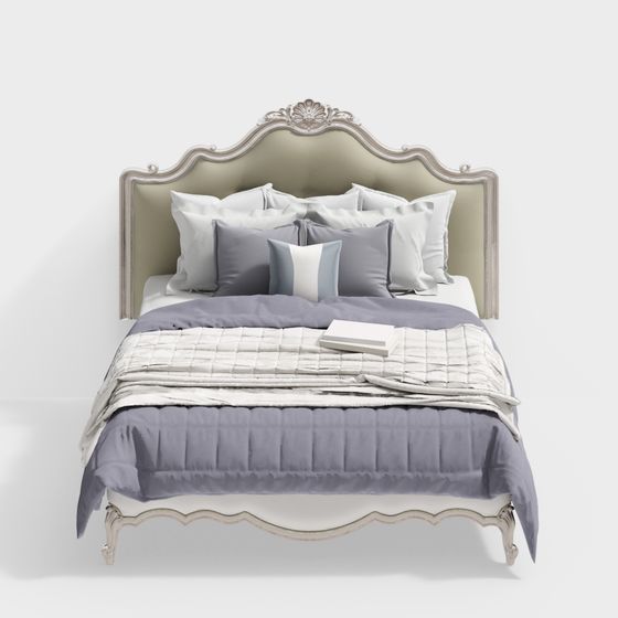 Elegant Low-Poly Bed 3D model