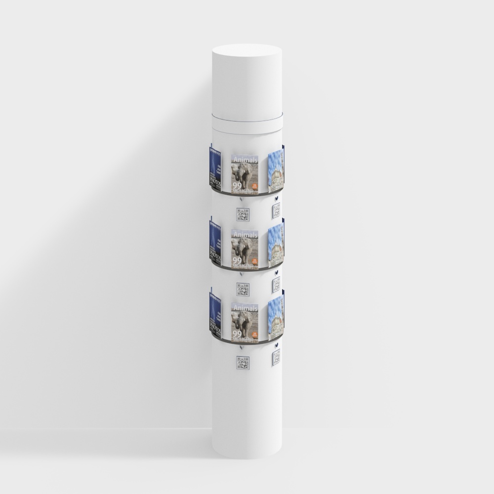 Estantería cilíndrica de área de música