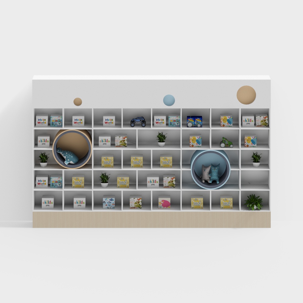 Low Poly Children's Bookshelf 3D model for Dreamy Interiors