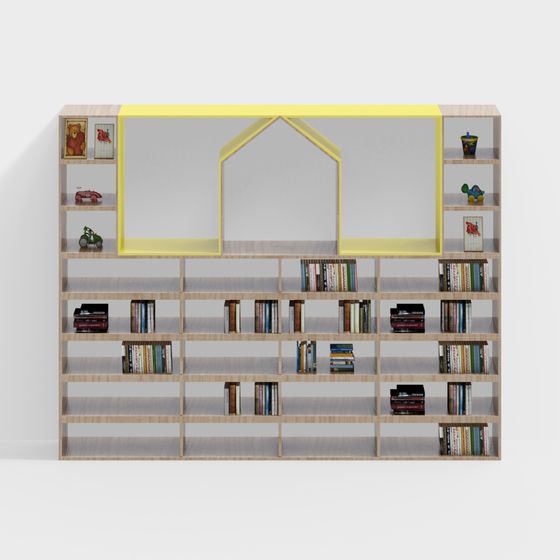 Stylish Low-Polygon Bookshelf 3D model for Modern Spaces