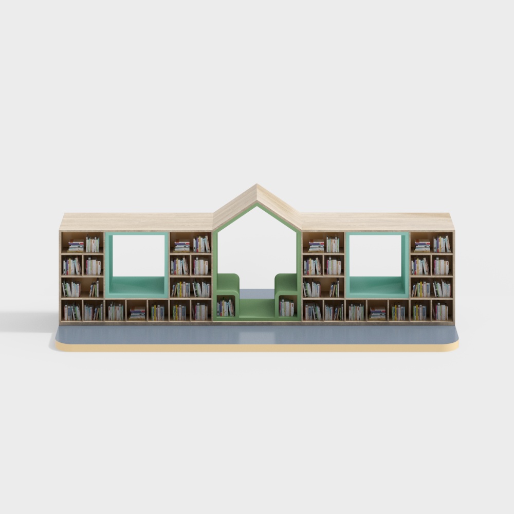 Stylish Low-Poly Bookshelf 3D model