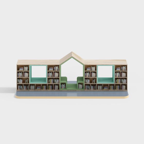 Stylish Low-Poly Bookshelf 3D model