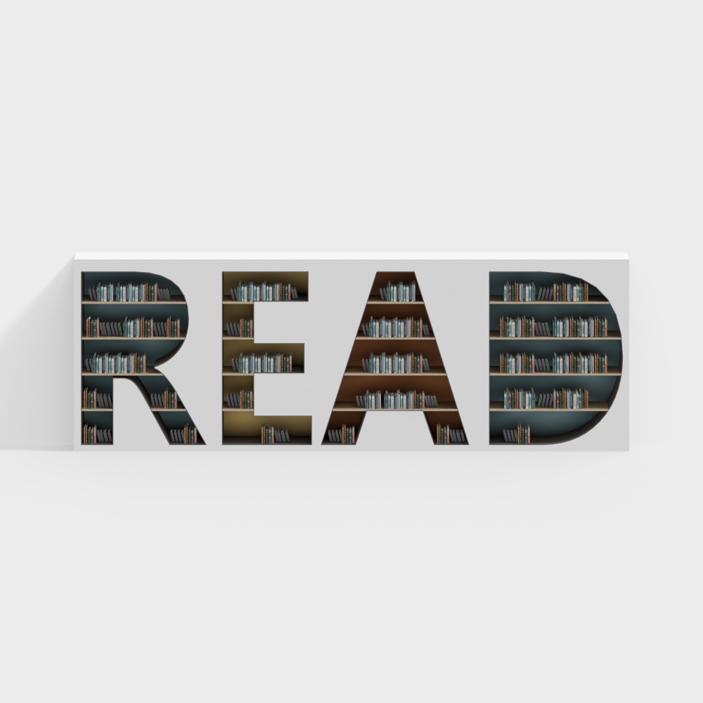 Modern alphabet bookshelf combination