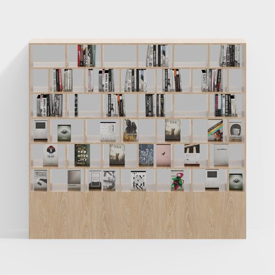 Elegant Low-Poly Bookshelf 3D model for Modern Interiors