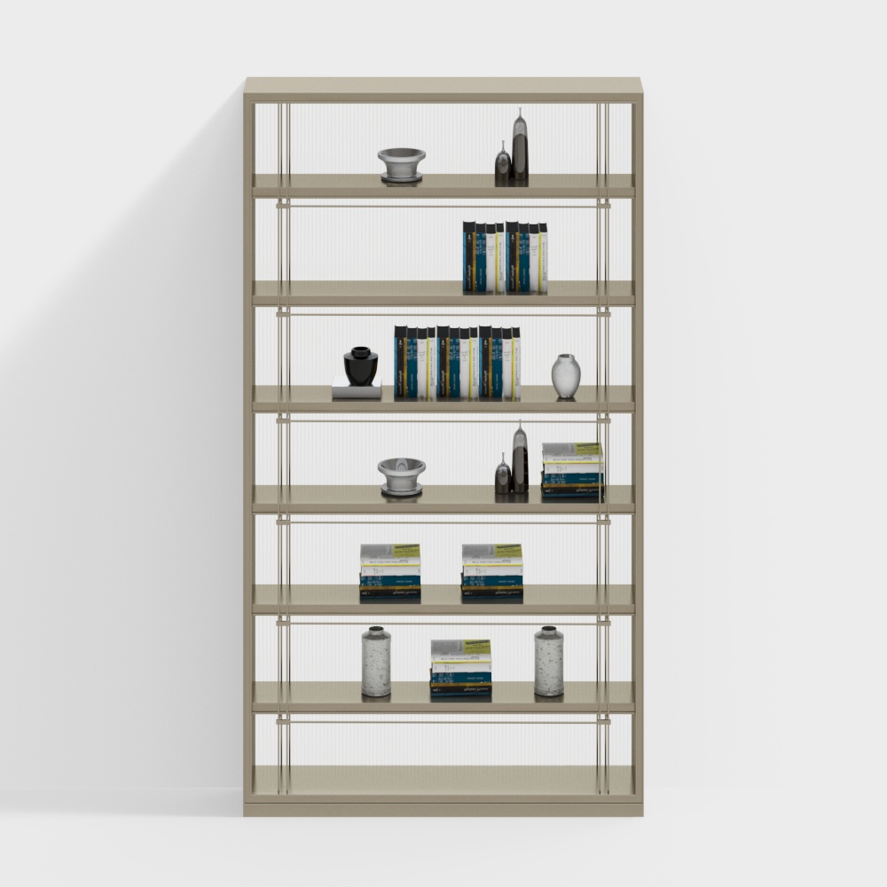 Transparent back panel partition bookshelf