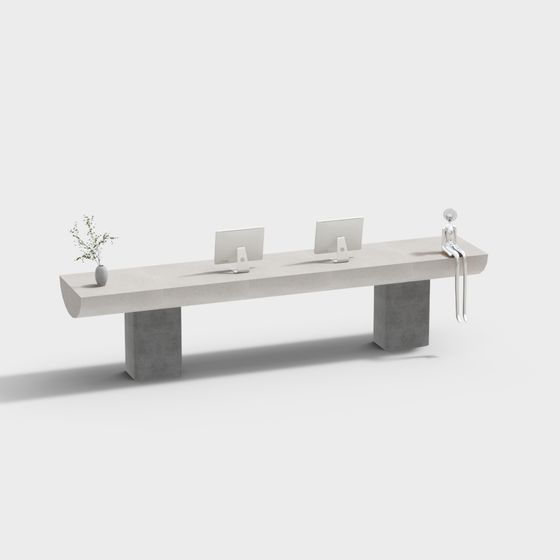 Stylish Concrete Bench 3D model for Modern Spaces