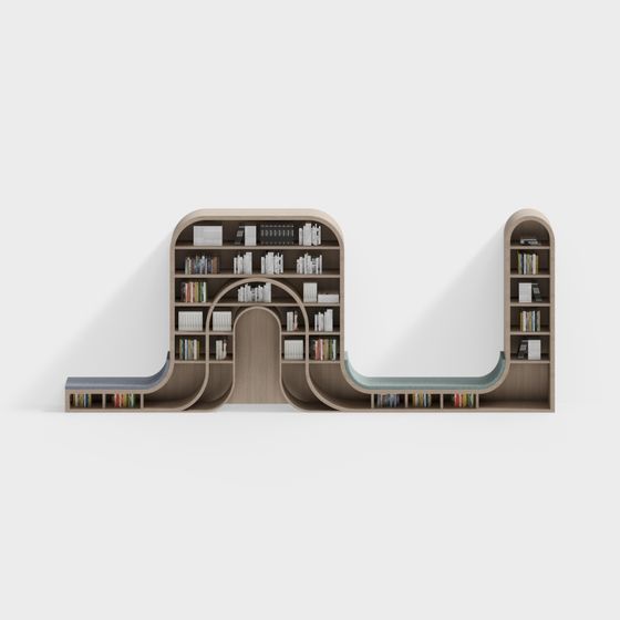 Elegant Curved Bookshelf 3D model