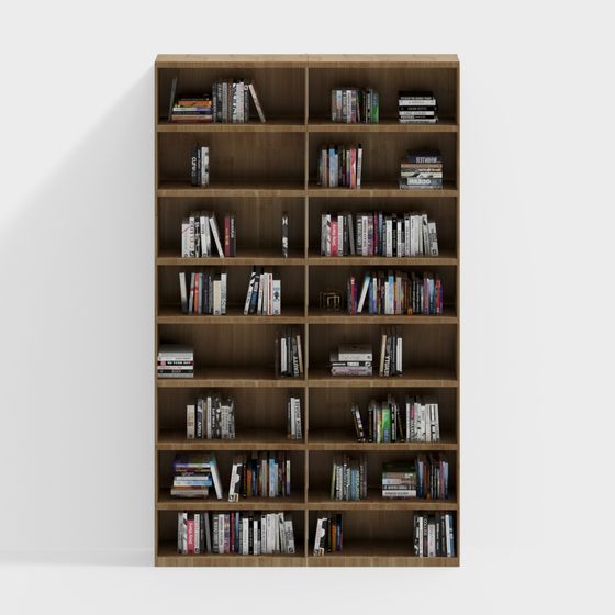 Elegant Low-Poly Bookshelf 3D model for Modern Interiors