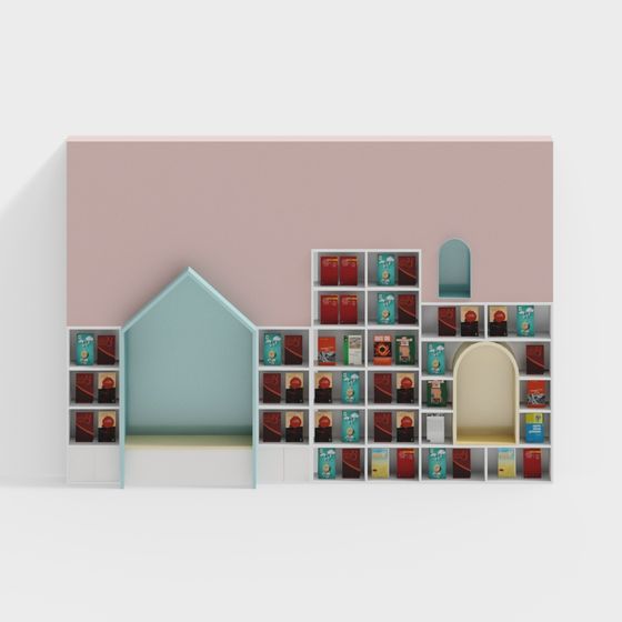 Colorful Bookshelf 3D model