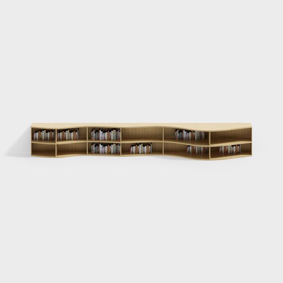 Stylish Curved Bookshelf 3D model for Contemporary Spaces