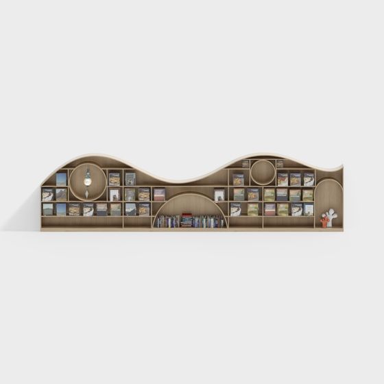 Waves Bookshelf 3D model for Modern Interiors