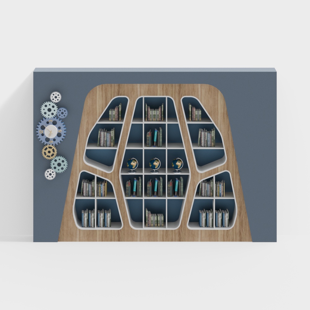 Unique Low-Polygon Bookshelf 3D model for Modern Spaces
