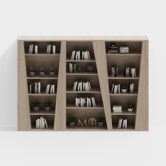 Elegant Low Polygon Bookshelf 3D model