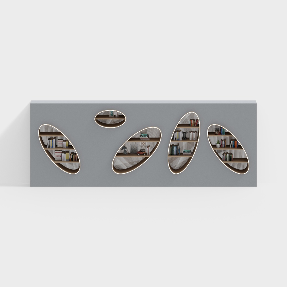 Streamlined Wall-Mounted Bookshelf 3D model