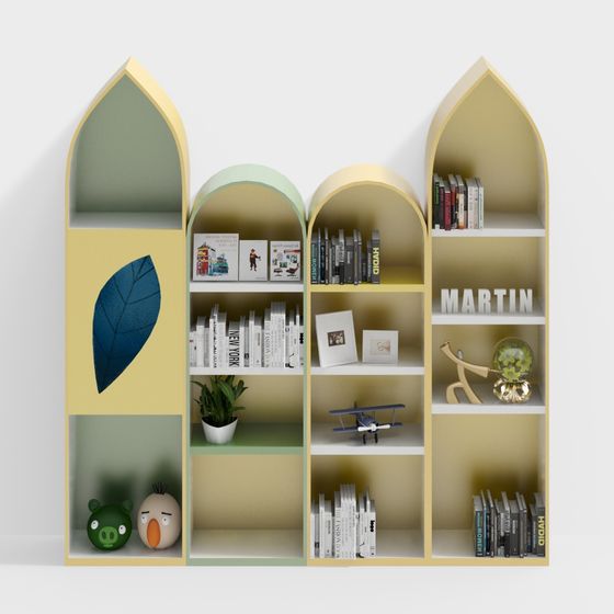 Stylish Low-Poly Bookshelf 3D model for Modern Interiors