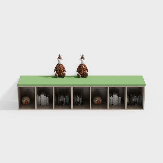 Modern Low-Poly Bookshelf 3D model