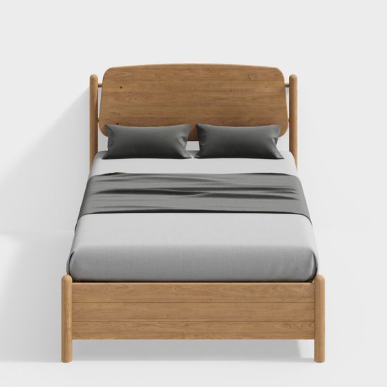 Elegant Low-Poly Bed Frame 3D model for Modern Spaces