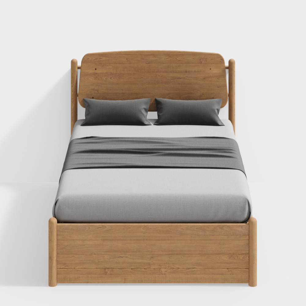 Box bed-floor-standing model-1350-cherry wood