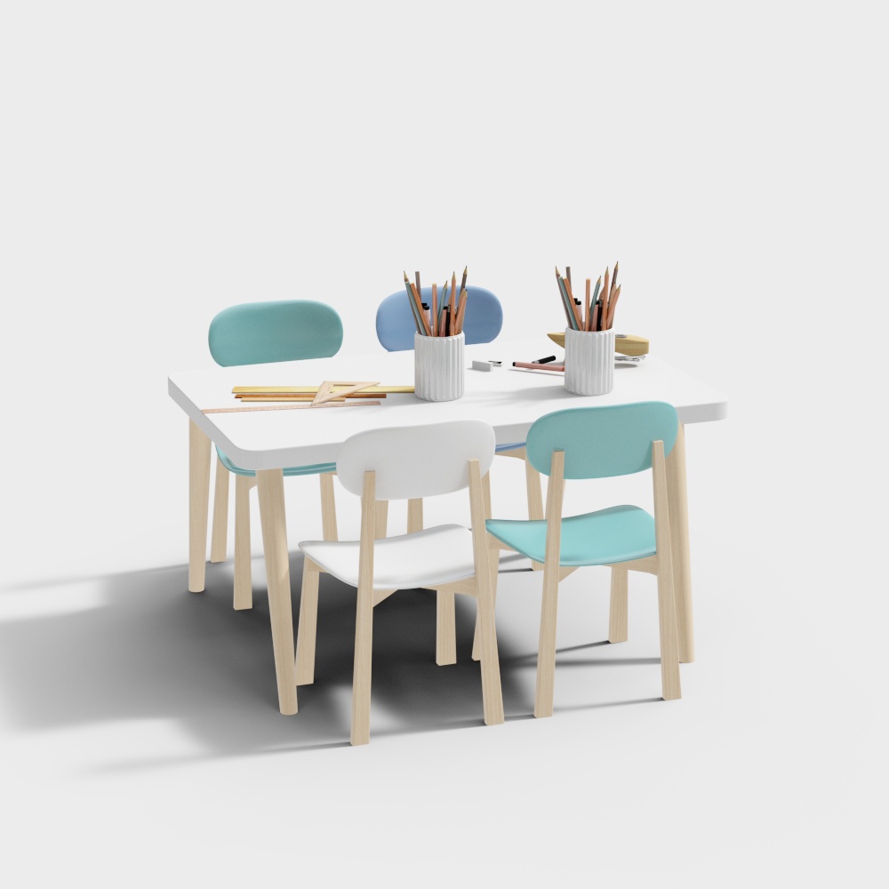 Art classroom desks and chairs