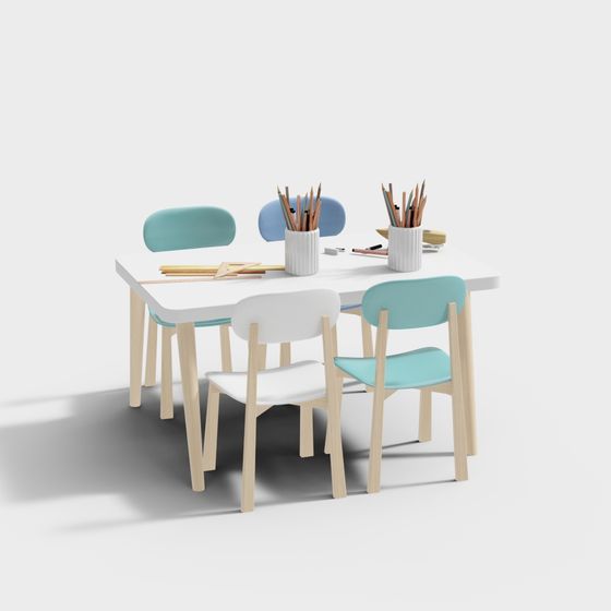Creative Desk and Chair Set 3D model