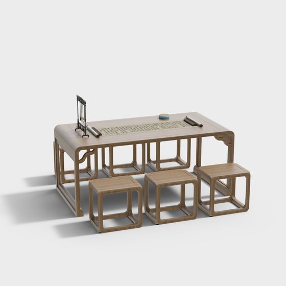 Elegant Chinese Tea Table 3D model