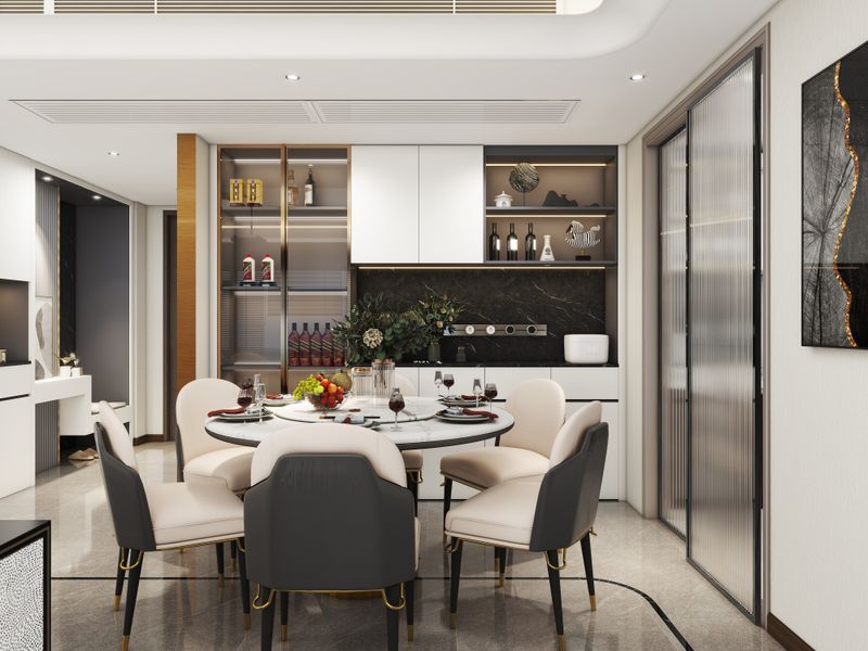 Modern Dining Room with Bar Area