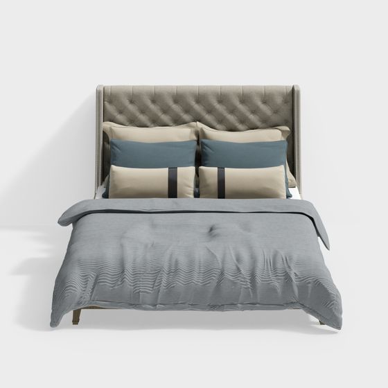 Elegant Low-Poly Bed 3D model for Modern Home Design