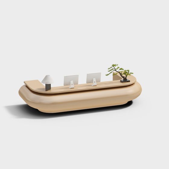 Streamlined Reception Desk 3D model