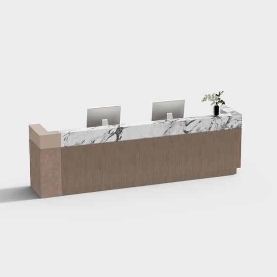 Sleek Reception Desk 3D model for Modern Offices
