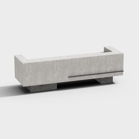 Stylish Concrete Bench 3D model for Modern Urban Spaces