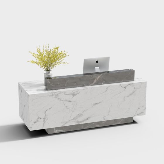 Elegant Marble Reception Desk 3D model