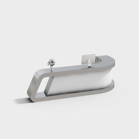 Curved Reception Desk 3D model for Modern Interiors