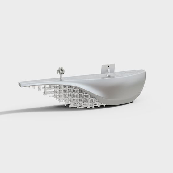 Sleek Streamlined Bar Counter 3D model