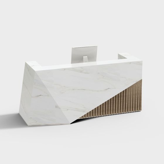 Elegant Low-Polygon Reception Desk 3D model