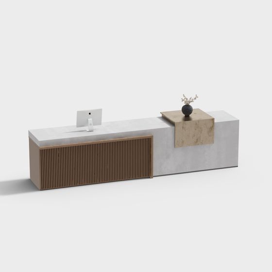 Modern Concrete Office Desk 3D model