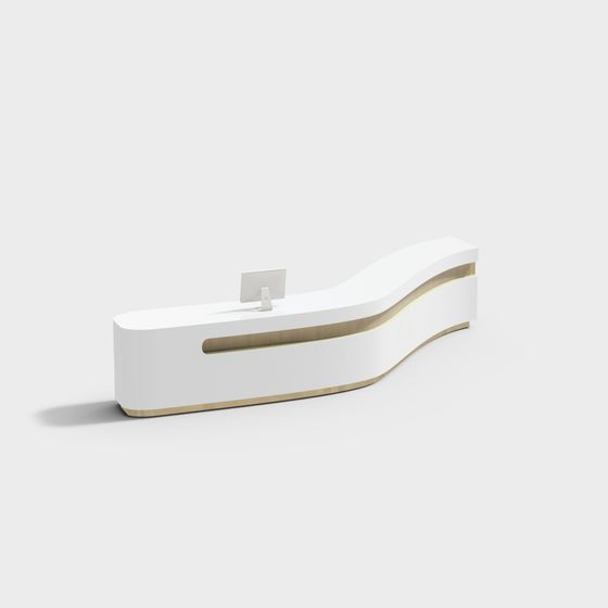 Curved Reception Desk 3D model