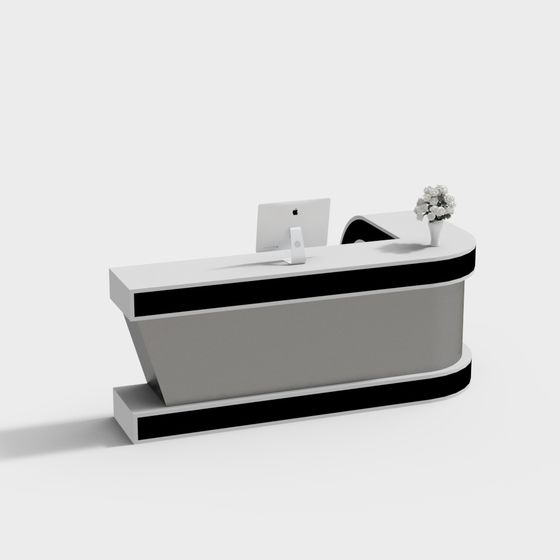 Modern Low-Poly Reception Desk 3D model