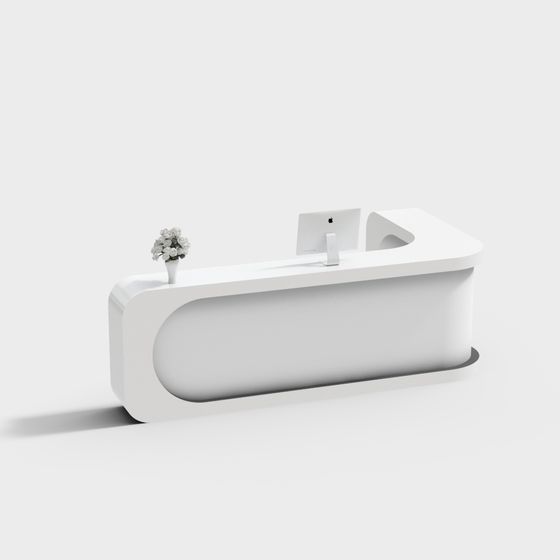 Stylish Streamlined Reception Desk 3D model