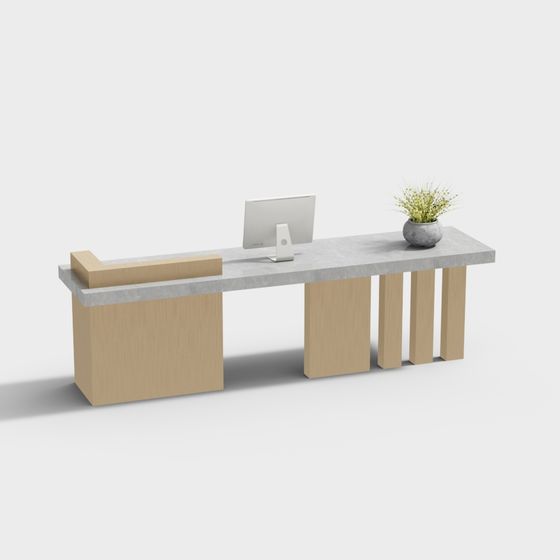 Concrete Office Desk 3D model for Modern Spaces