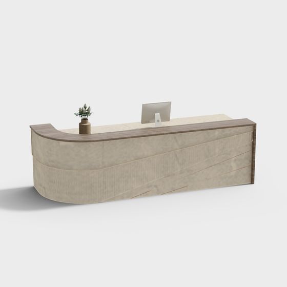 Curved Reception Desk 3D model for Modern Interiors