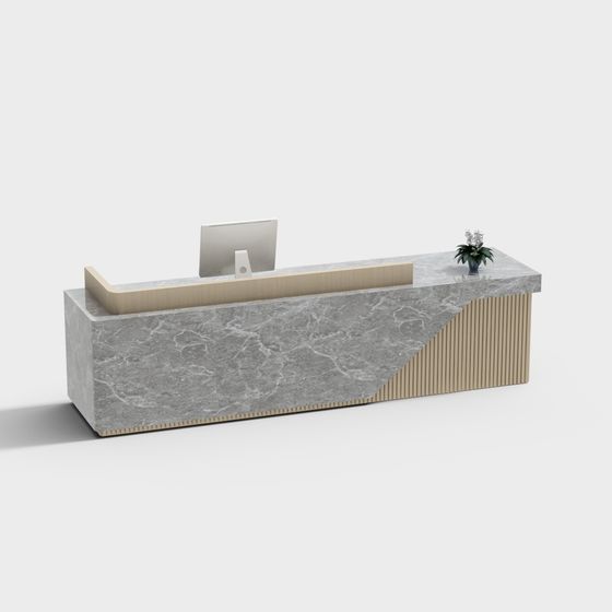Elegant Low-Polygon Reception Desk 3D model for Creative Spaces