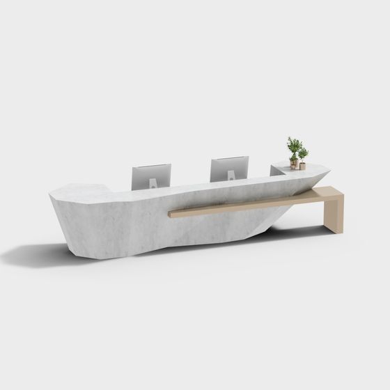 Streamlined Reception Desk 3D model