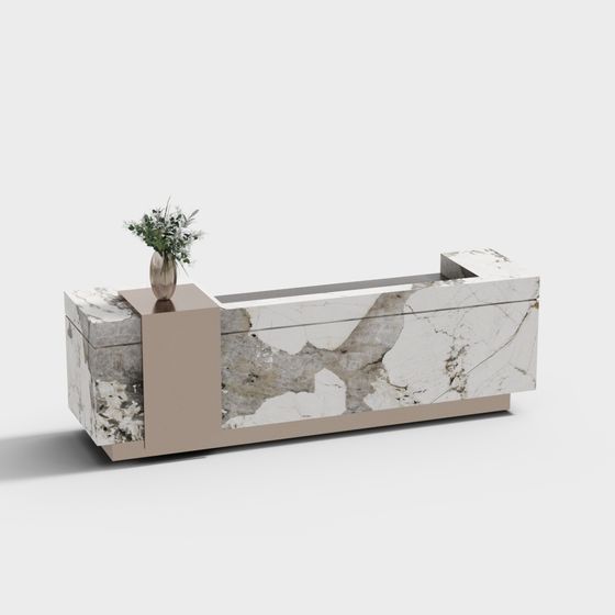 Elegant Marble Reception Desk 3D model
