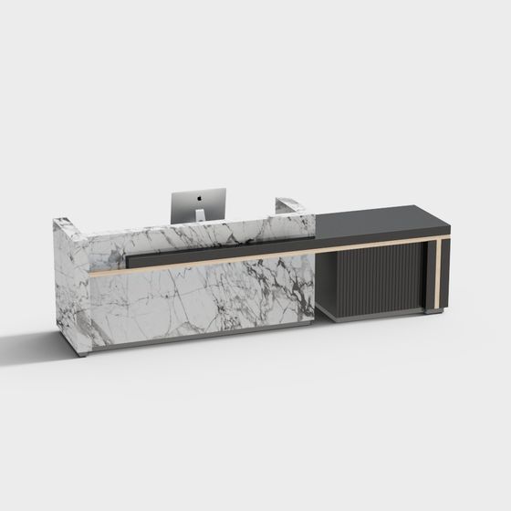 Sleek Reception Desk 3D Model for Modern Interiors